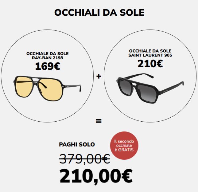 promo 2x1 su due paia di occhiali da sole